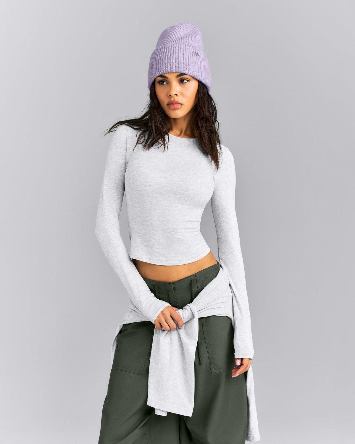 Wool Rib Knit Beanie | Lavender Purple
