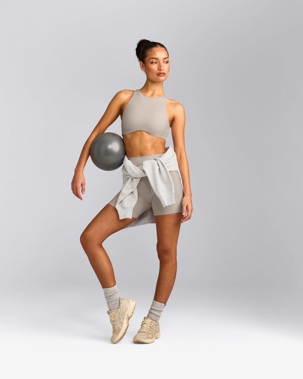 SoftMotionTM High Neck Sports Bra | Warm Sand