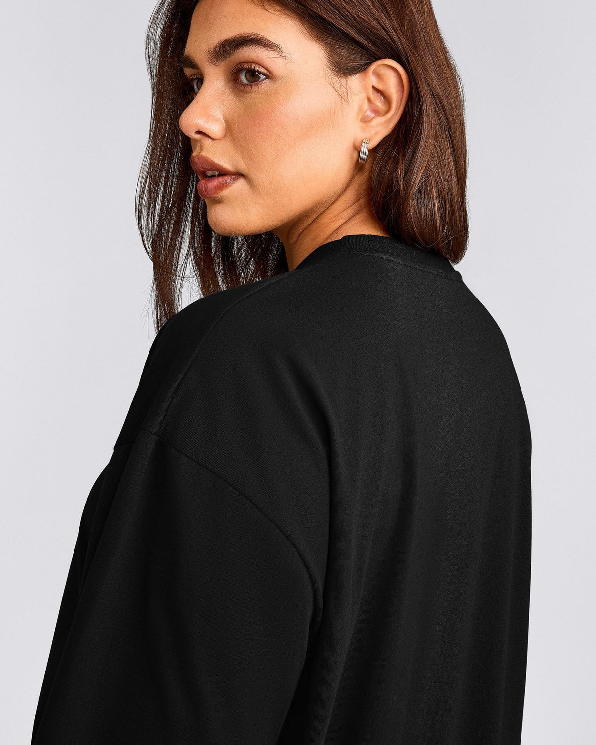 Classic Oversized Lightweight Long Sleeve Top | Black