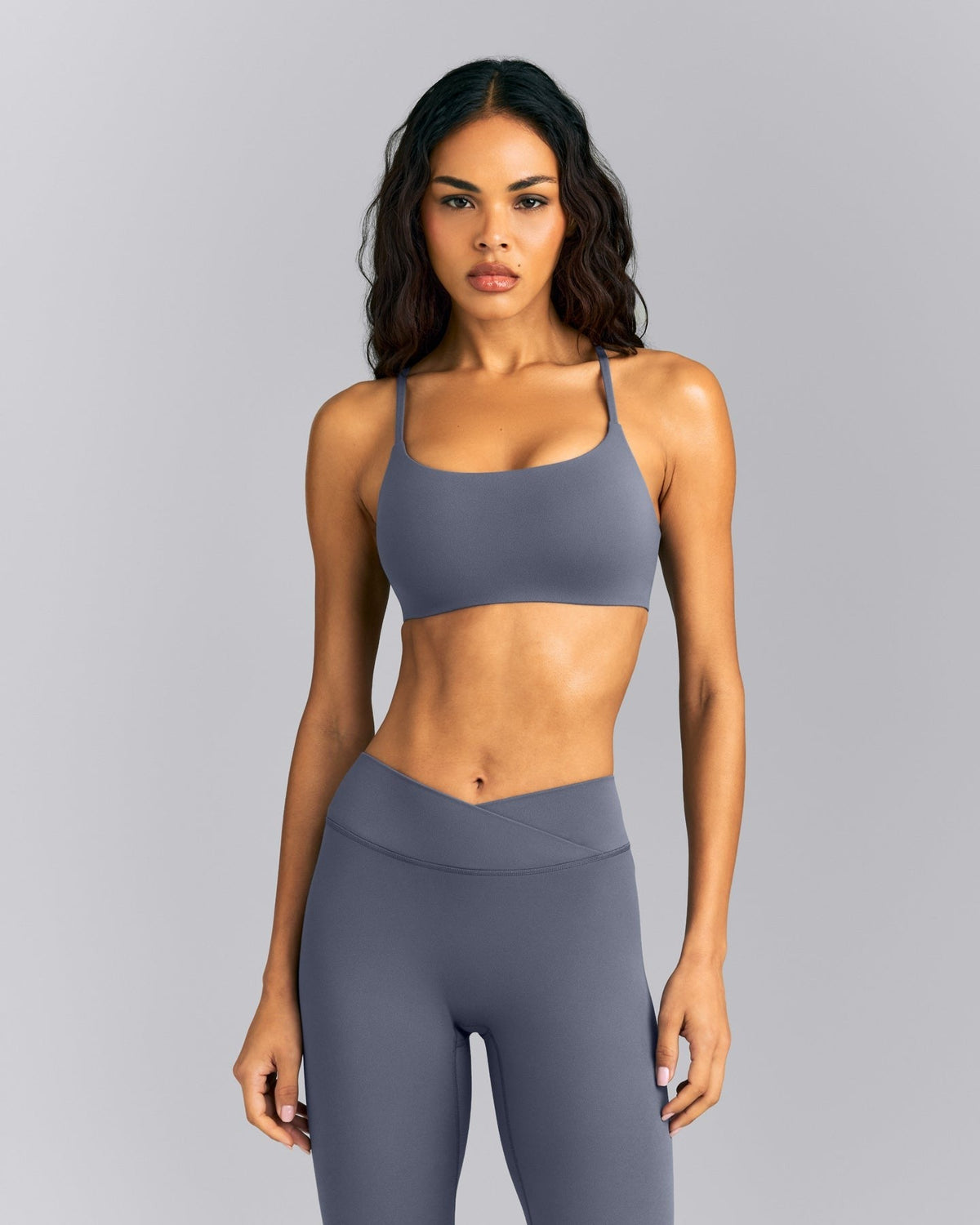 SoftMotionTM Strappy Sports Bra | Granite Blue