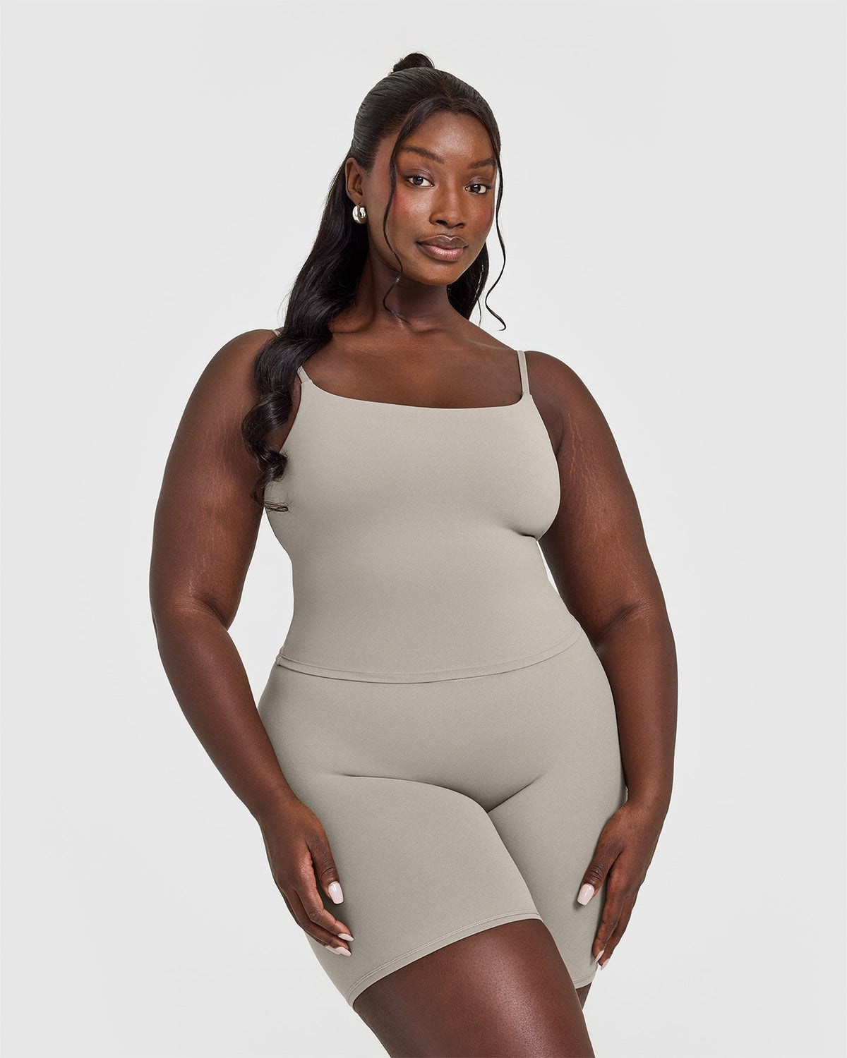SoftMotionTM Strappy Mid Tank Top with Built in Bra Shelf | Warm Sand