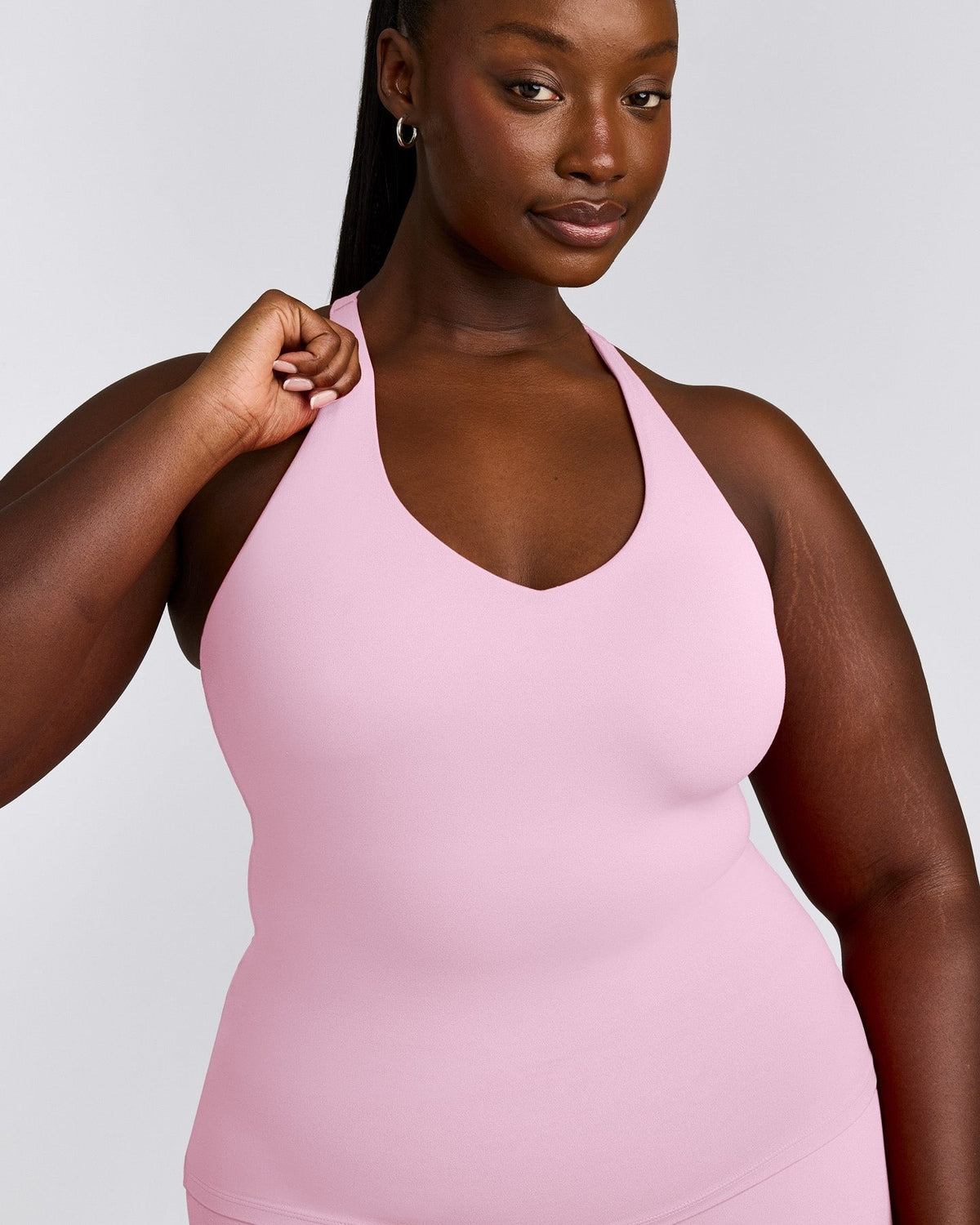 SoftMotionTM Racer Back Tank Top with Built in Bra Shelf | Chalk Pink
