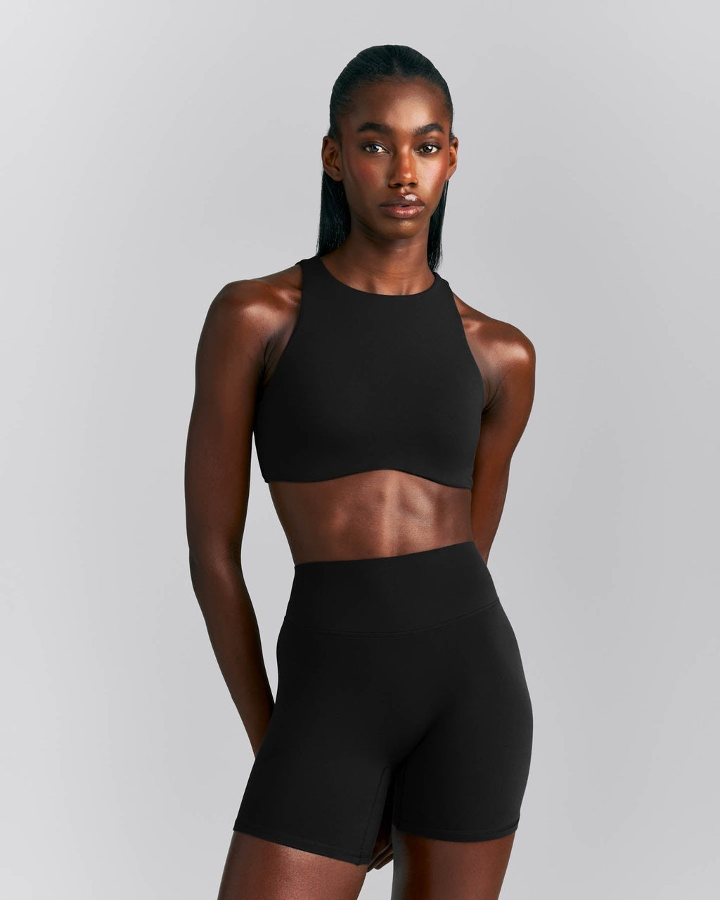 SoftMotionTM High Neck Sports Bra | Black