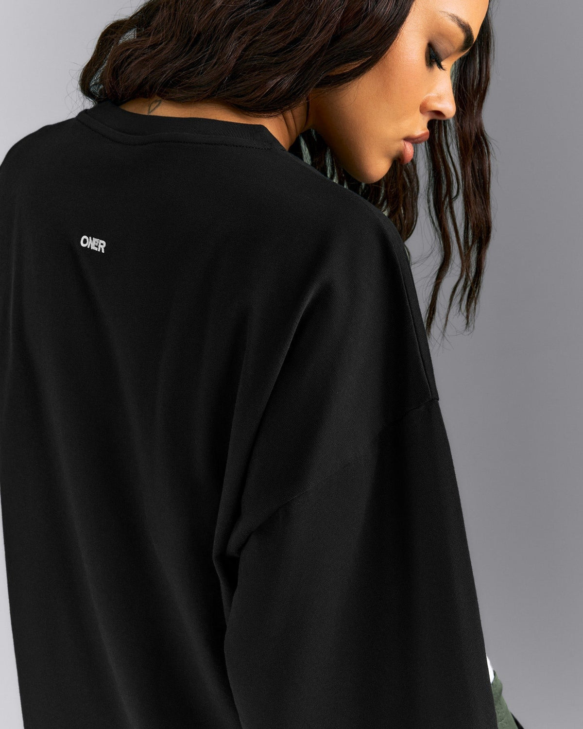 Oversized Cotton Short Sleeve Tee | Black