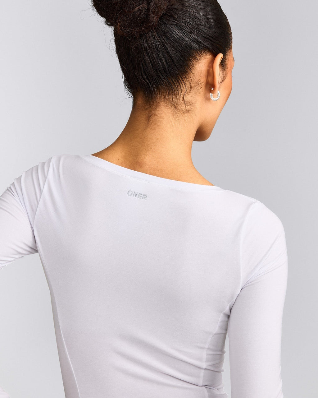 MellowTM Motion Wide V Neck Long Sleeve Top | White