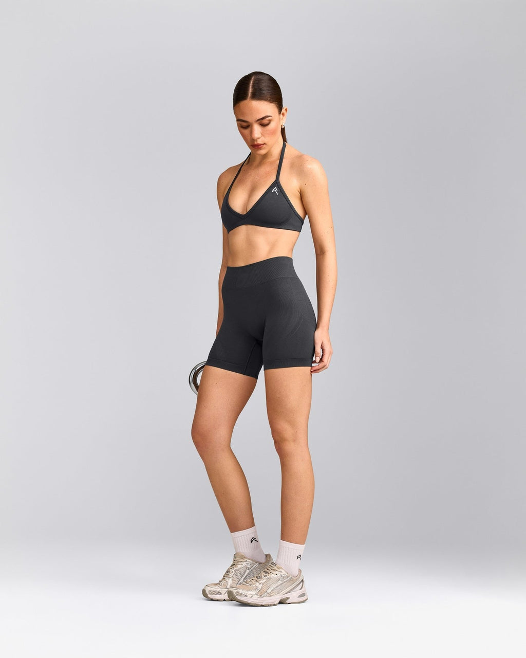 EnhanceLiftTM Seamless Minimal Halter Neck Bralette | Coal