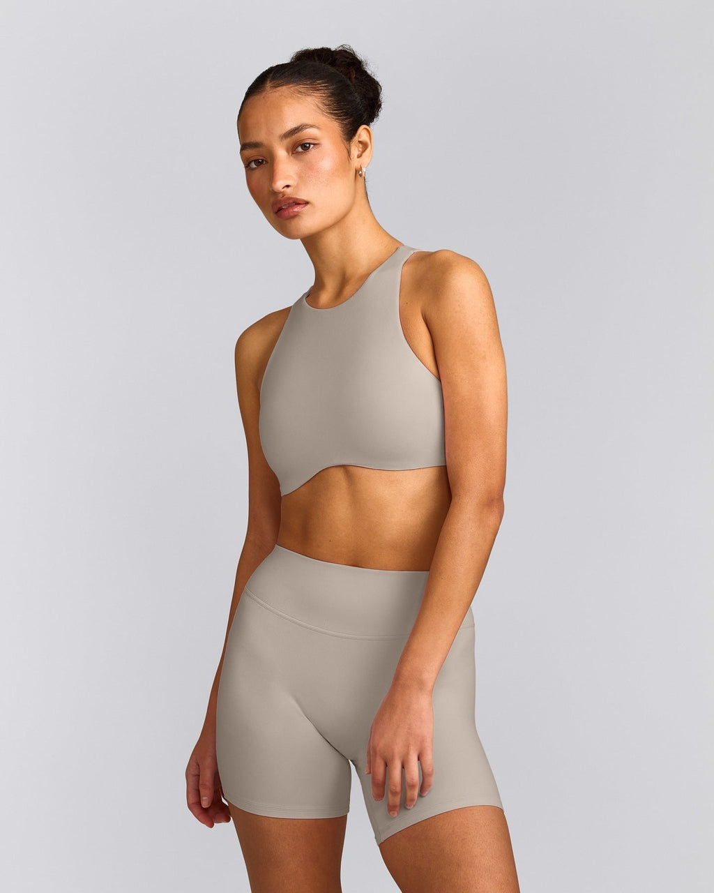 SoftMotionTM High Neck Sports Bra | Warm Sand