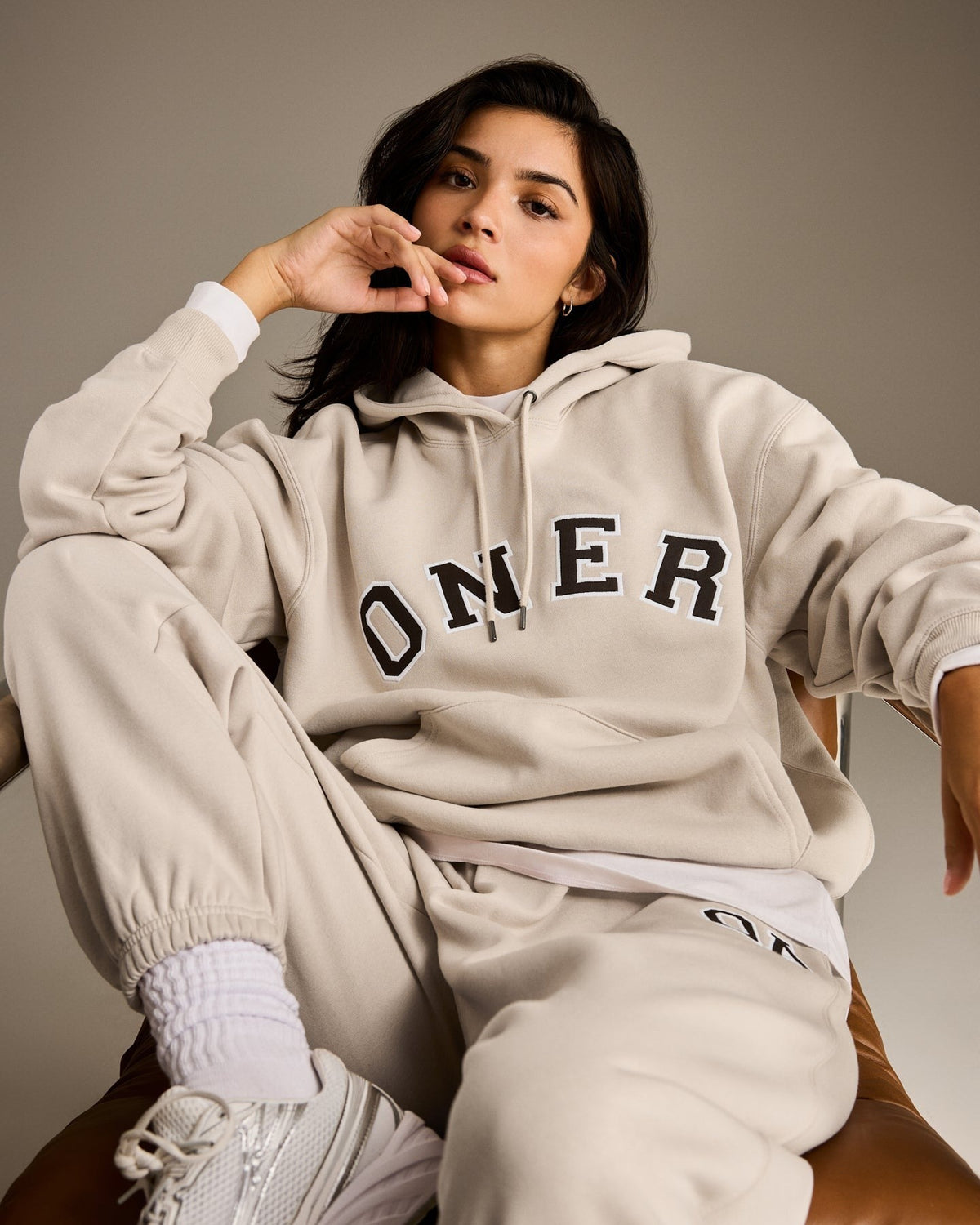 Foundations Oversized Oner Girlfriend Hoodie | Sand