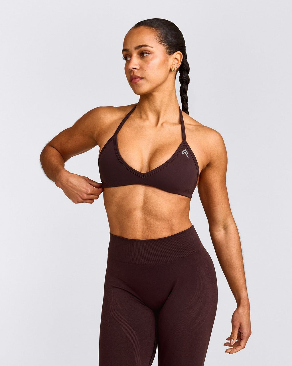 EnhanceLiftTM Seamless Minimal Halter Neck Bralette | Plum Brown