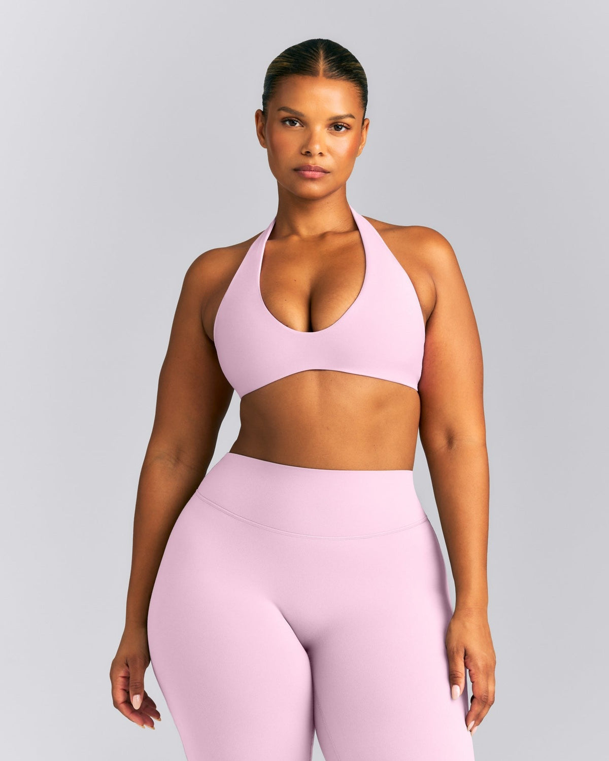 SoftMotionTM Minimal Halter Neck Bralette | Chalk Pink