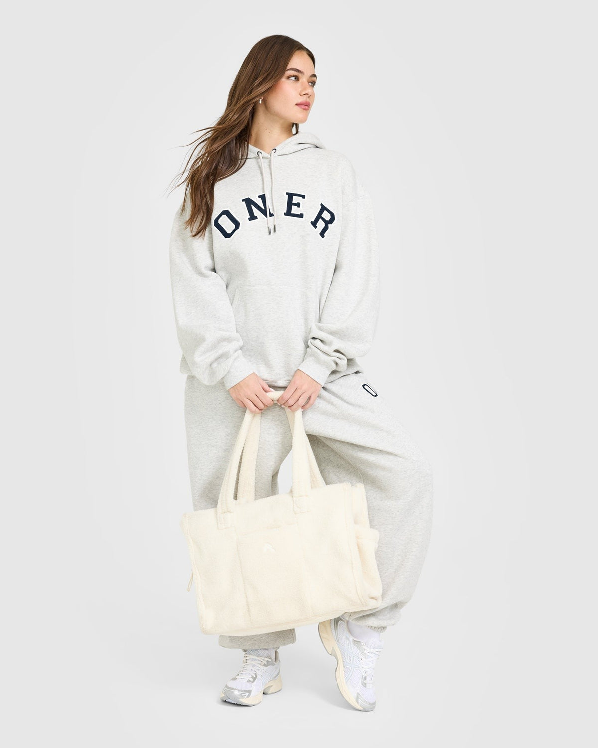 Foundations Oversized Oner Girlfriend Hoodie | Light Gray Marl