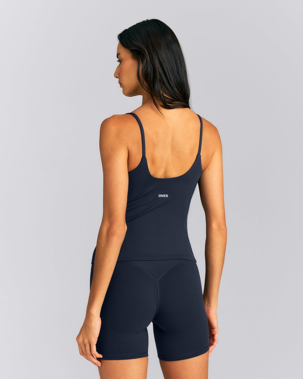 SoftMotionTM Strappy Tank Top with Built in Bra Shelf | True Blue