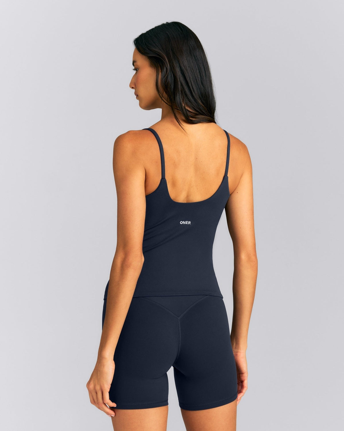 SoftMotionTM Strappy Tank Top with Built in Bra Shelf | True Blue