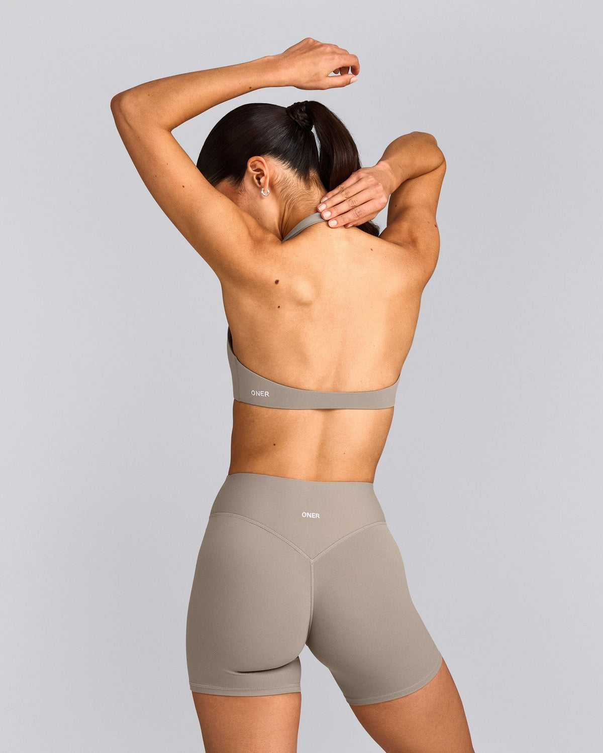 SoftMotionTM Minimal Halter Neck Bralette | Warm Sand