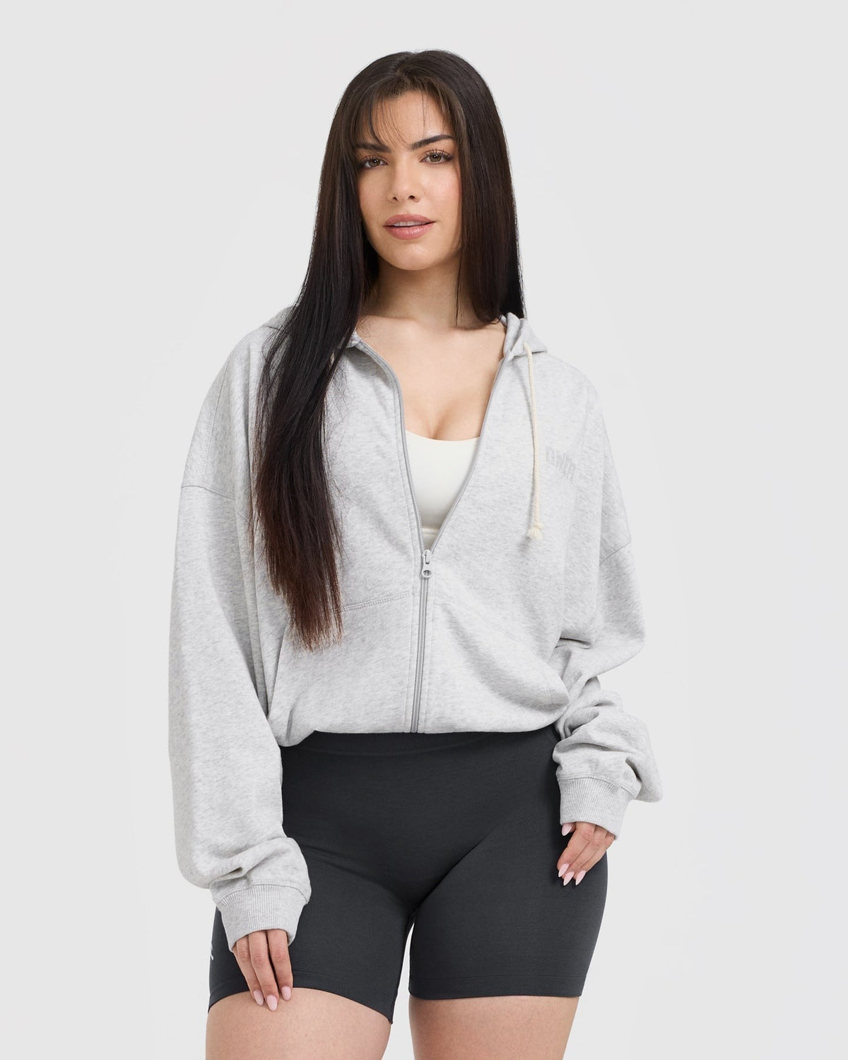 Raw Lounge Oversized Zip Hoodie | Light Gray Marl