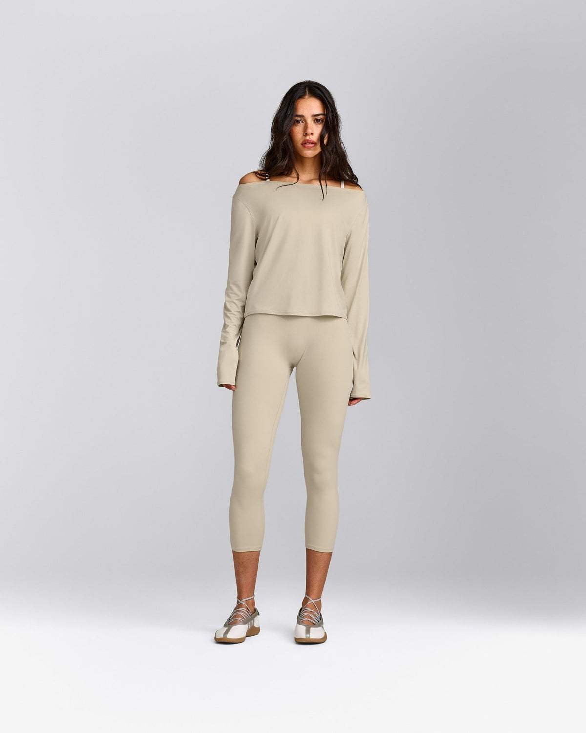 FormeSoftTM Relaxed Slash Neck Long Sleeve Top | Oatmeal