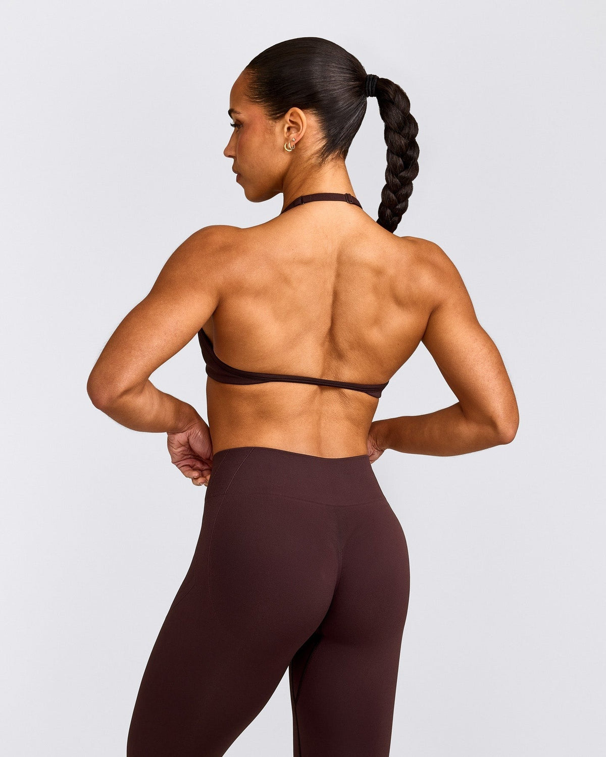 EnhanceLiftTM Seamless Minimal Halter Neck Bralette | Plum Brown