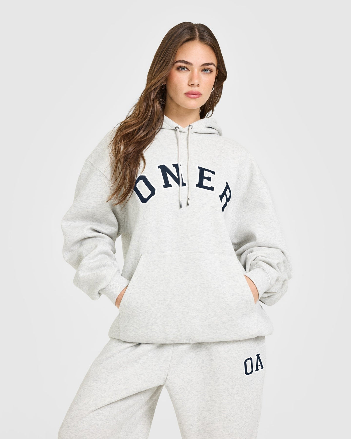 Foundations Oversized Oner Girlfriend Hoodie | Light Gray Marl