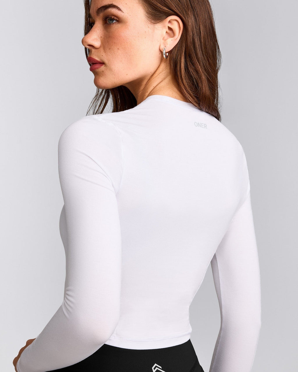 MellowTM Motion Crew Neck Long Sleeve Mid Top | White