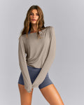 FormeSoftTM Relaxed Slash Neck Long Sleeve Top | Washed Minky