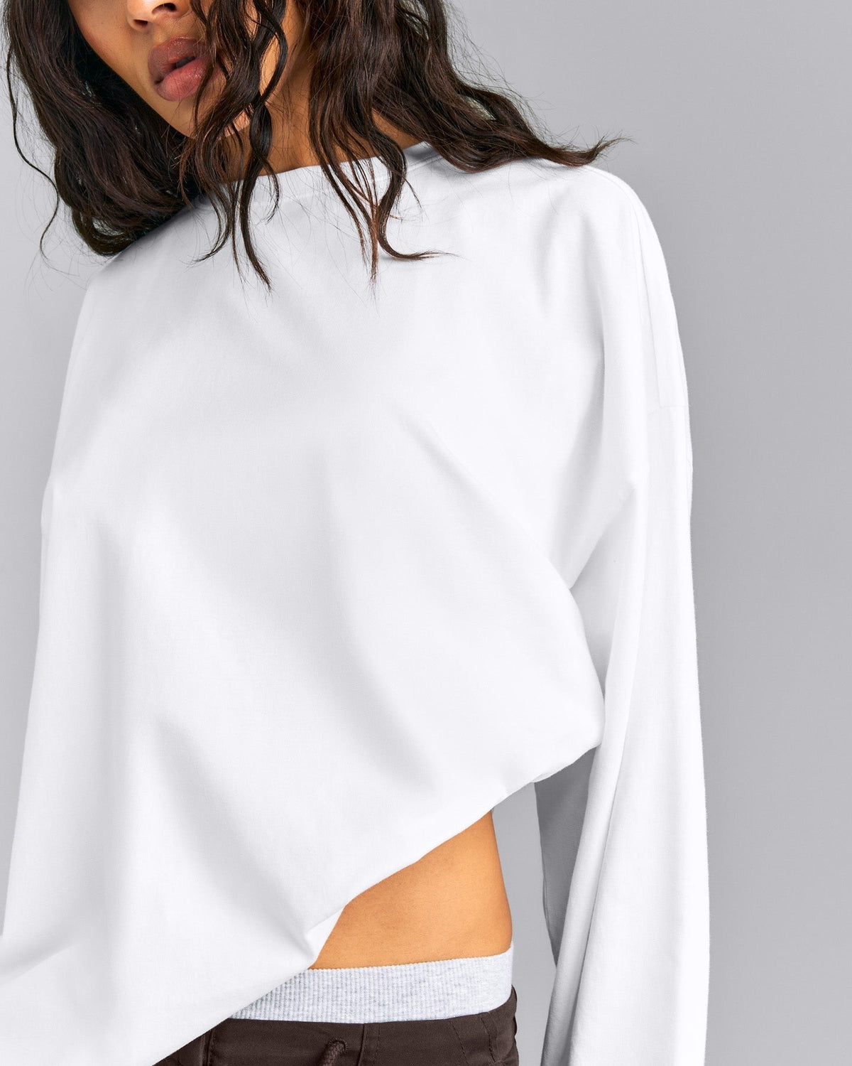 Oversized Cotton Long Sleeve Top | White