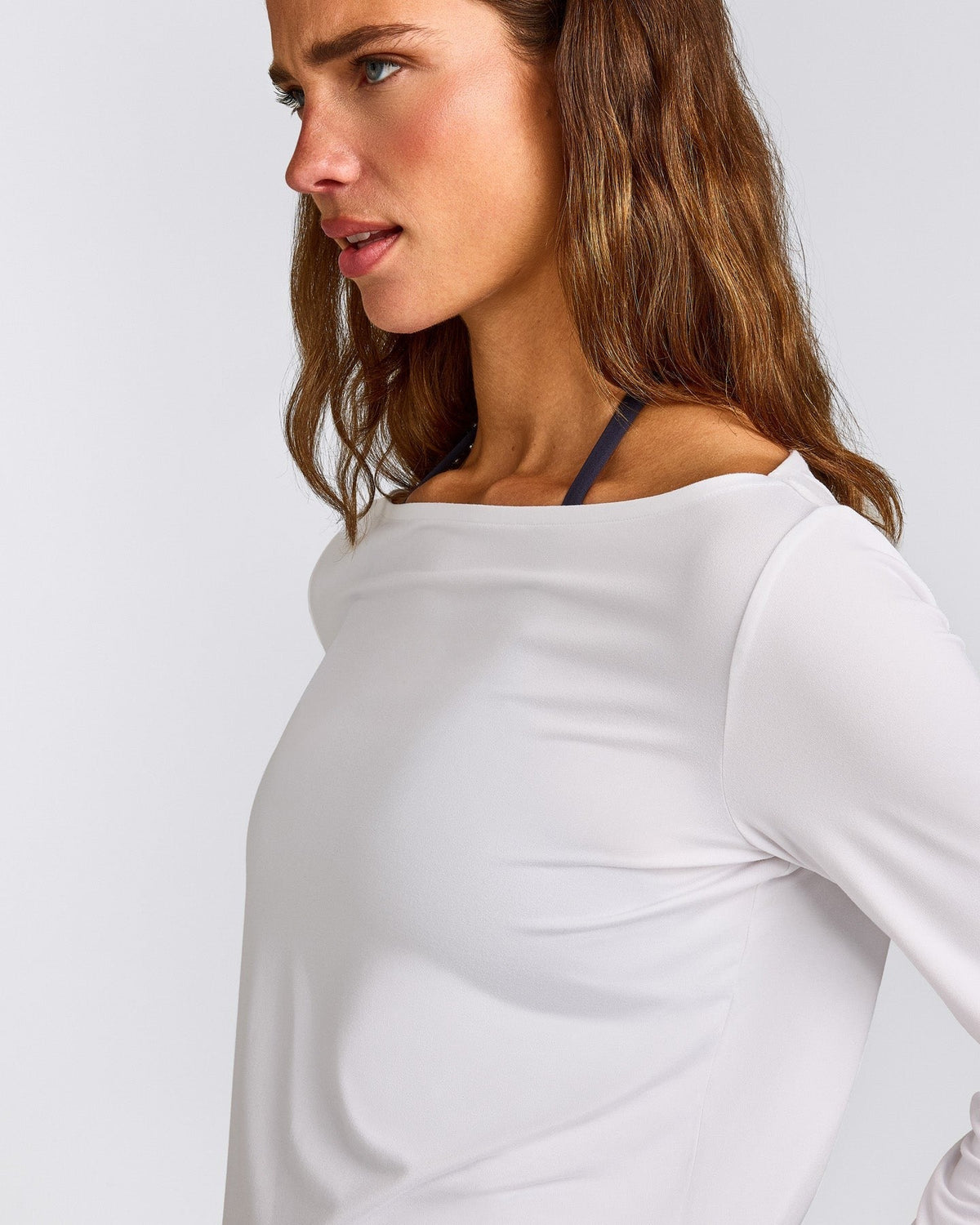 FormeSoftTM Relaxed Slash Neck Long Sleeve Top | White