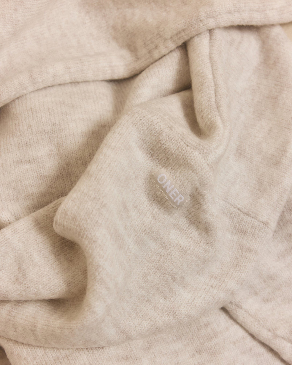 Oversized Knit Zip Up Mid Hoodie | Oat Marl
