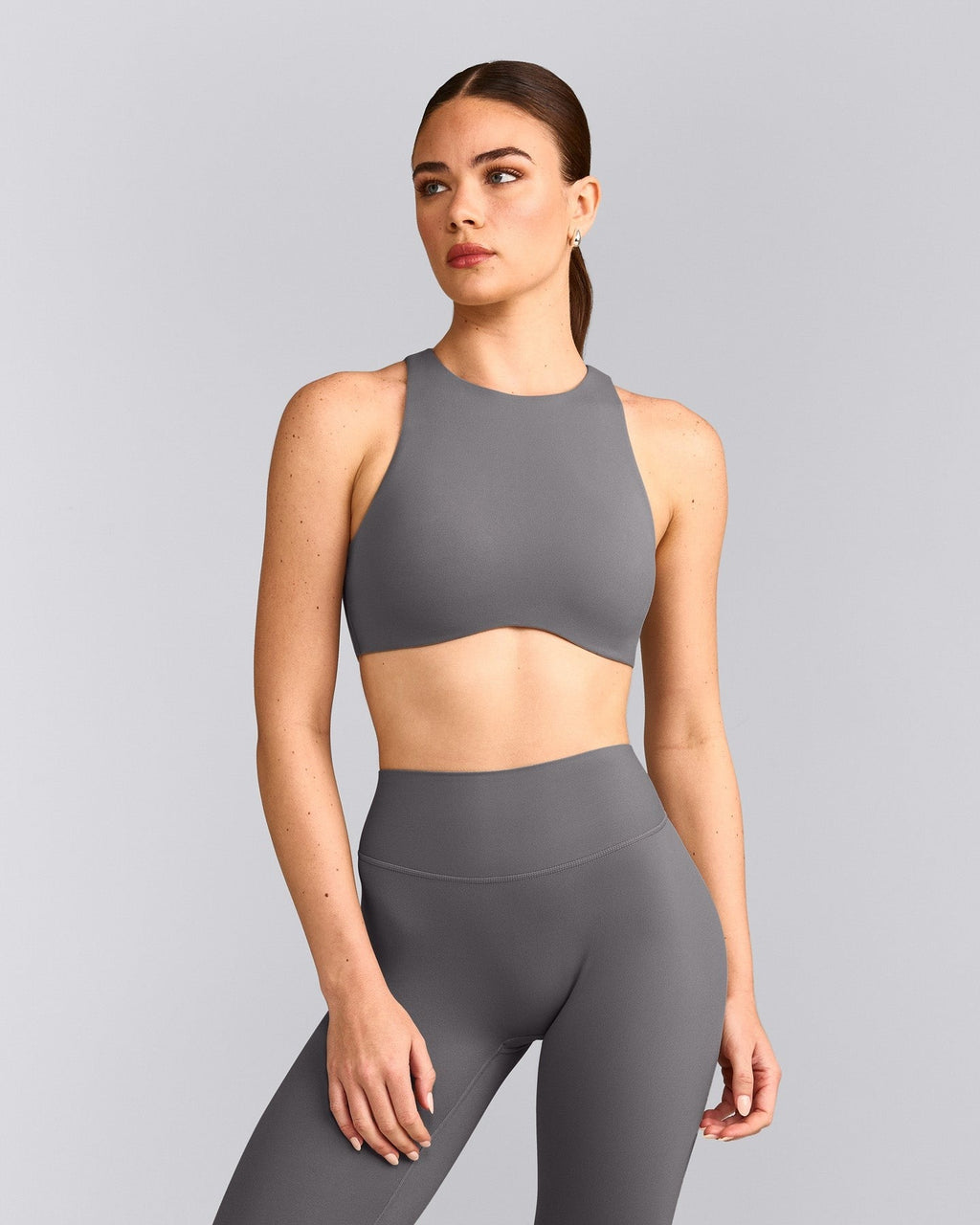 SoftMotionTM High Neck Sports Bra | Ash Gray