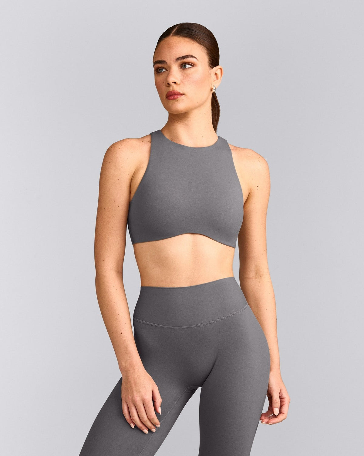 SoftMotionTM High Neck Sports Bra | Ash Gray