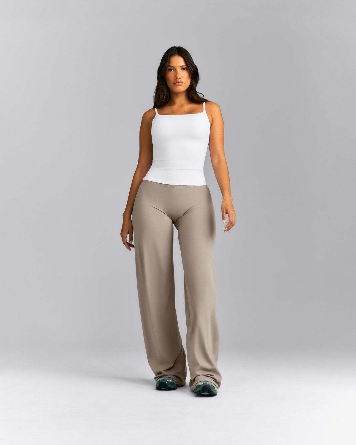 SoftMotionTM Strappy Tank Top with Built in Bra Shelf | White
