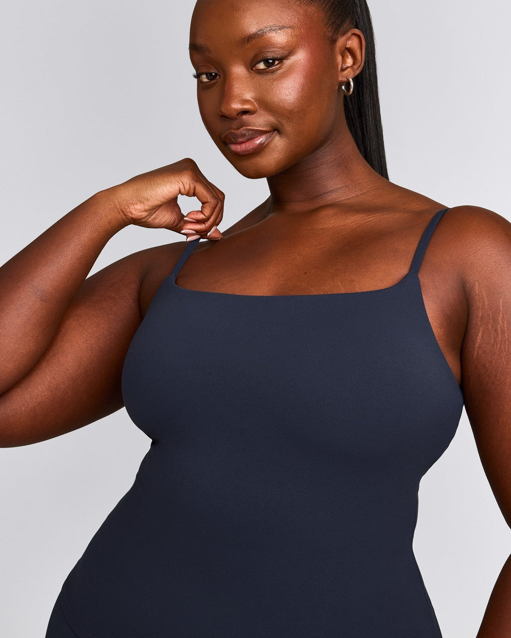 SoftMotionTM Strappy Tank Top with Built in Bra Shelf | True Blue