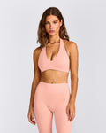 SoftMotionTM Minimal Halter Neck Bralette | Peach Orange