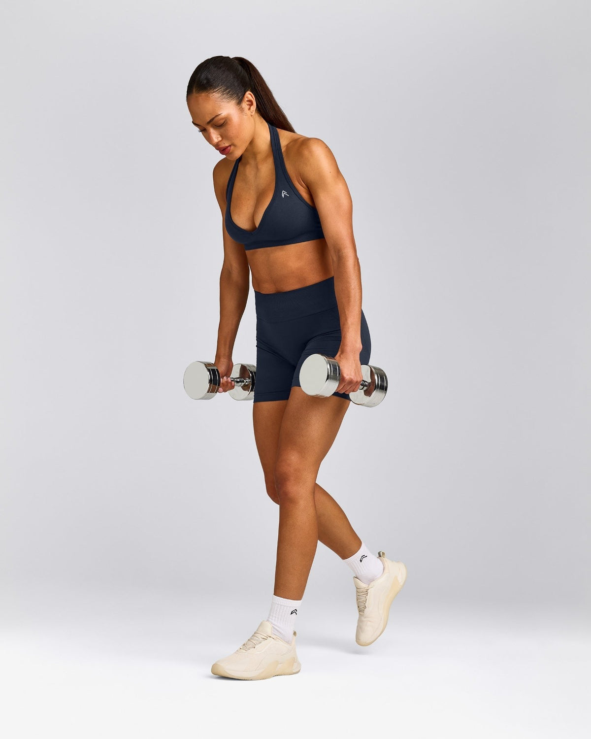 EffortlessLiftTM Seamless Halter Neck Sports Bra | True Blue