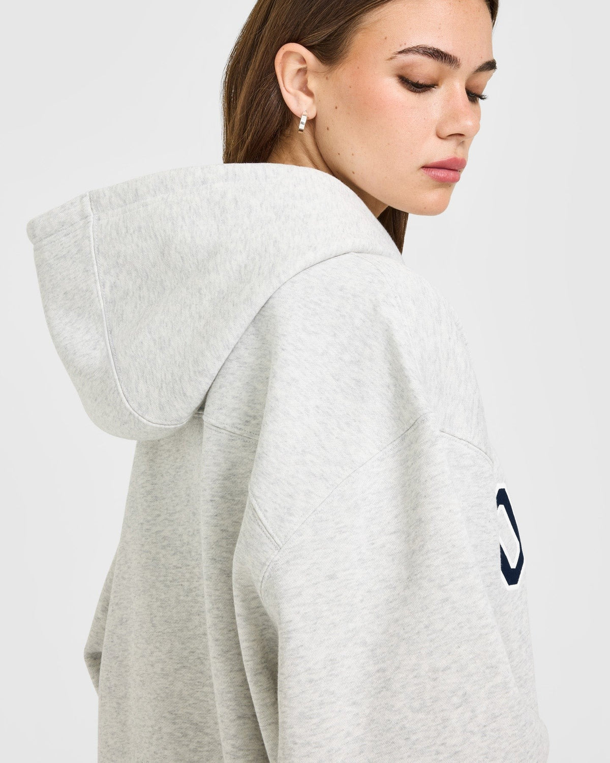 Foundations Oversized Oner Girlfriend Hoodie | Light Gray Marl