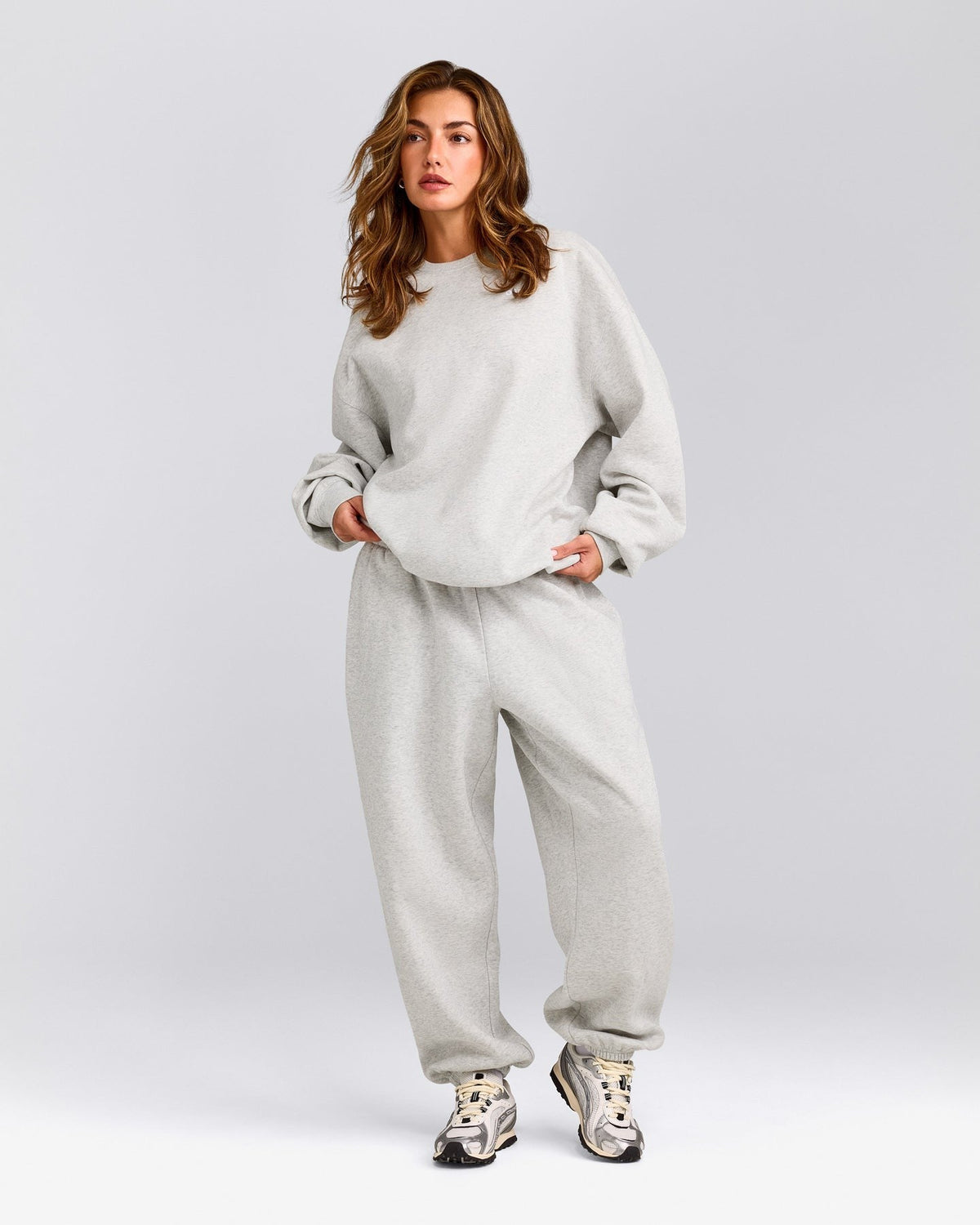 Foundations Cosy Oversized Sweatpants | Light Gray Marl