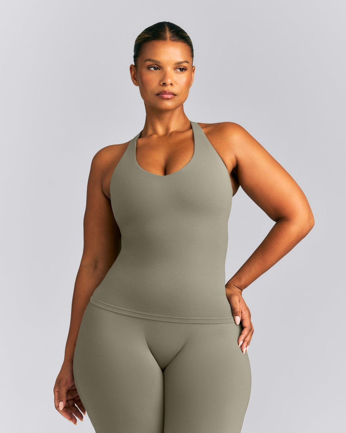 SoftMotionTM Racer Back Tank Top with Built in Bra Shelf | Alpine Green