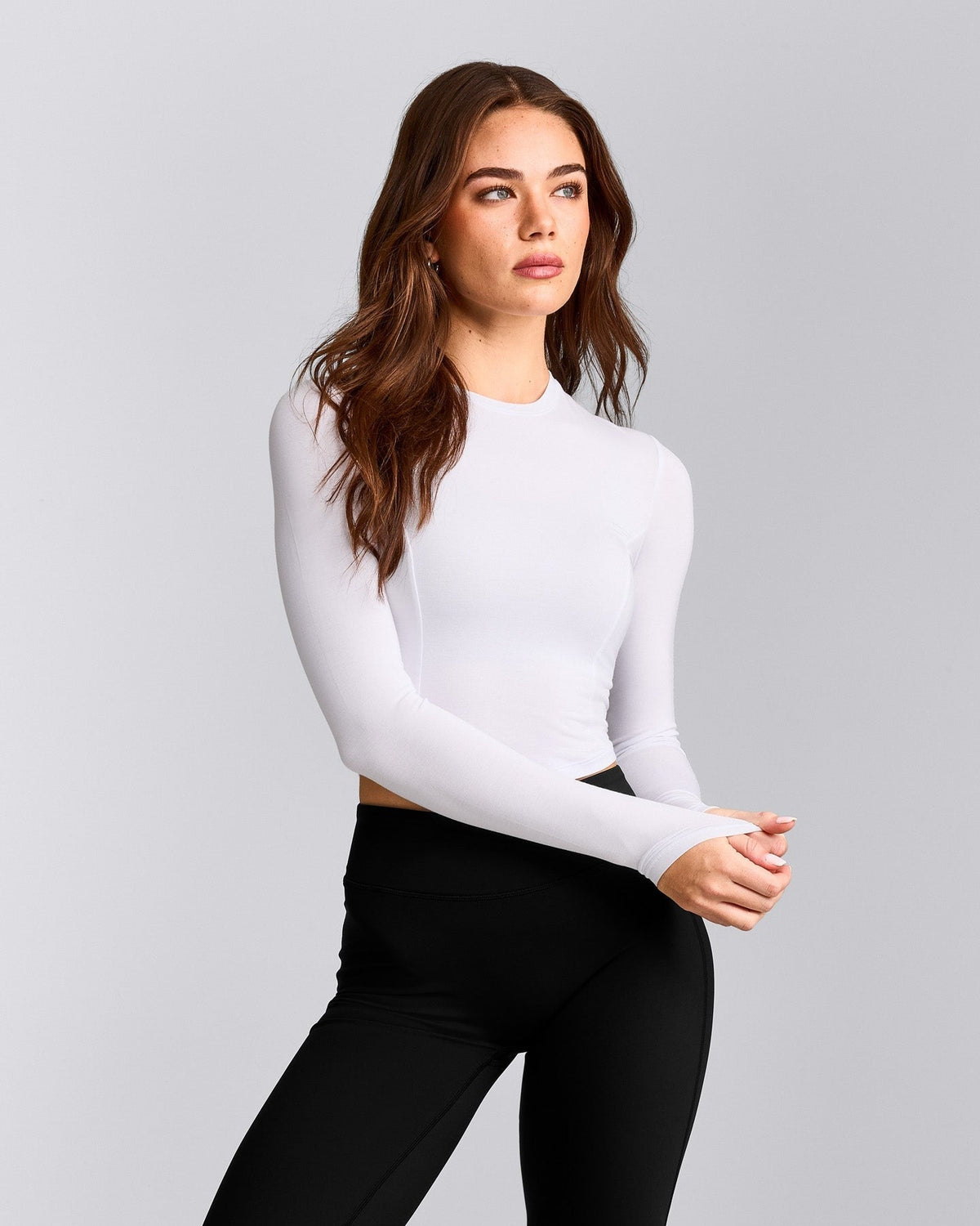 MellowTM Motion Crew Neck Long Sleeve Mid Top | White