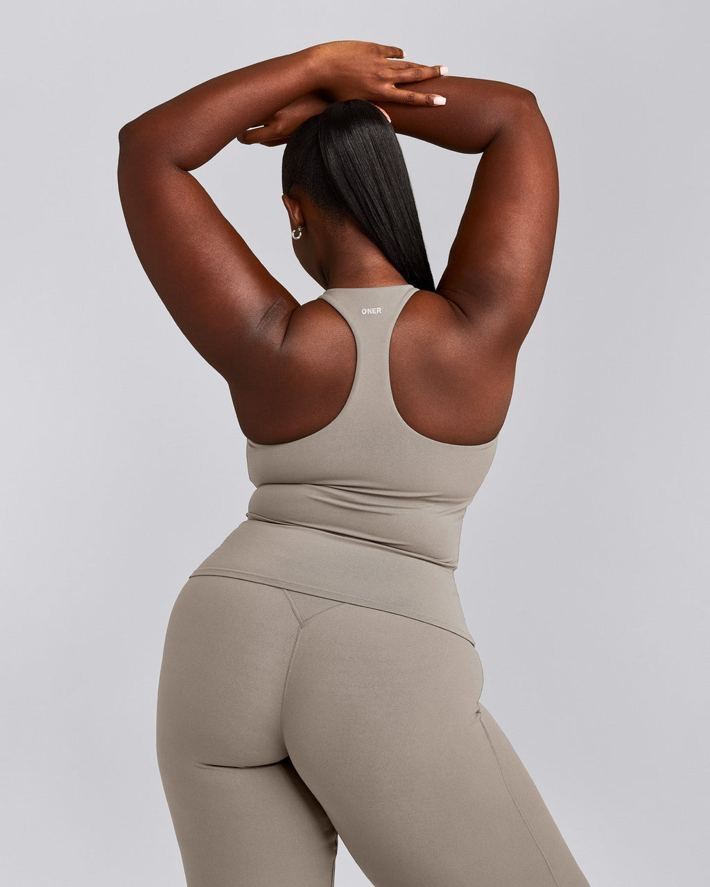 SoftMotionTM Racer Back Tank Top with Built in Bra Shelf | Warm Sand