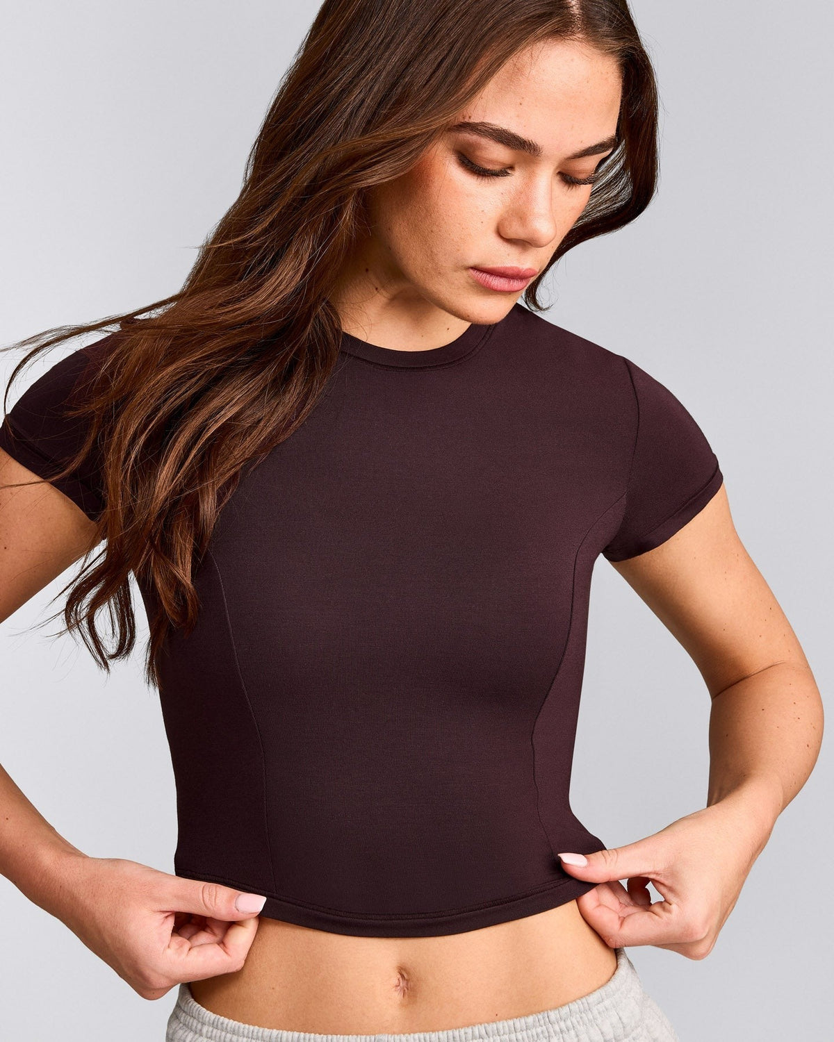 MellowTM Motion Crew Neck Mid Top | Plum Brown