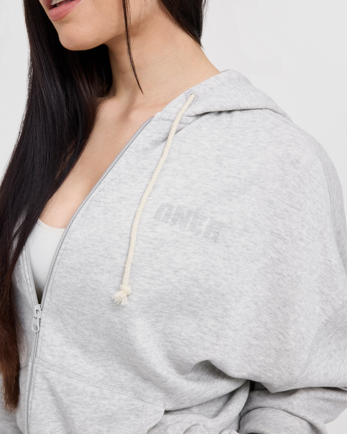 Raw Lounge Oversized Zip Hoodie | Light Gray Marl