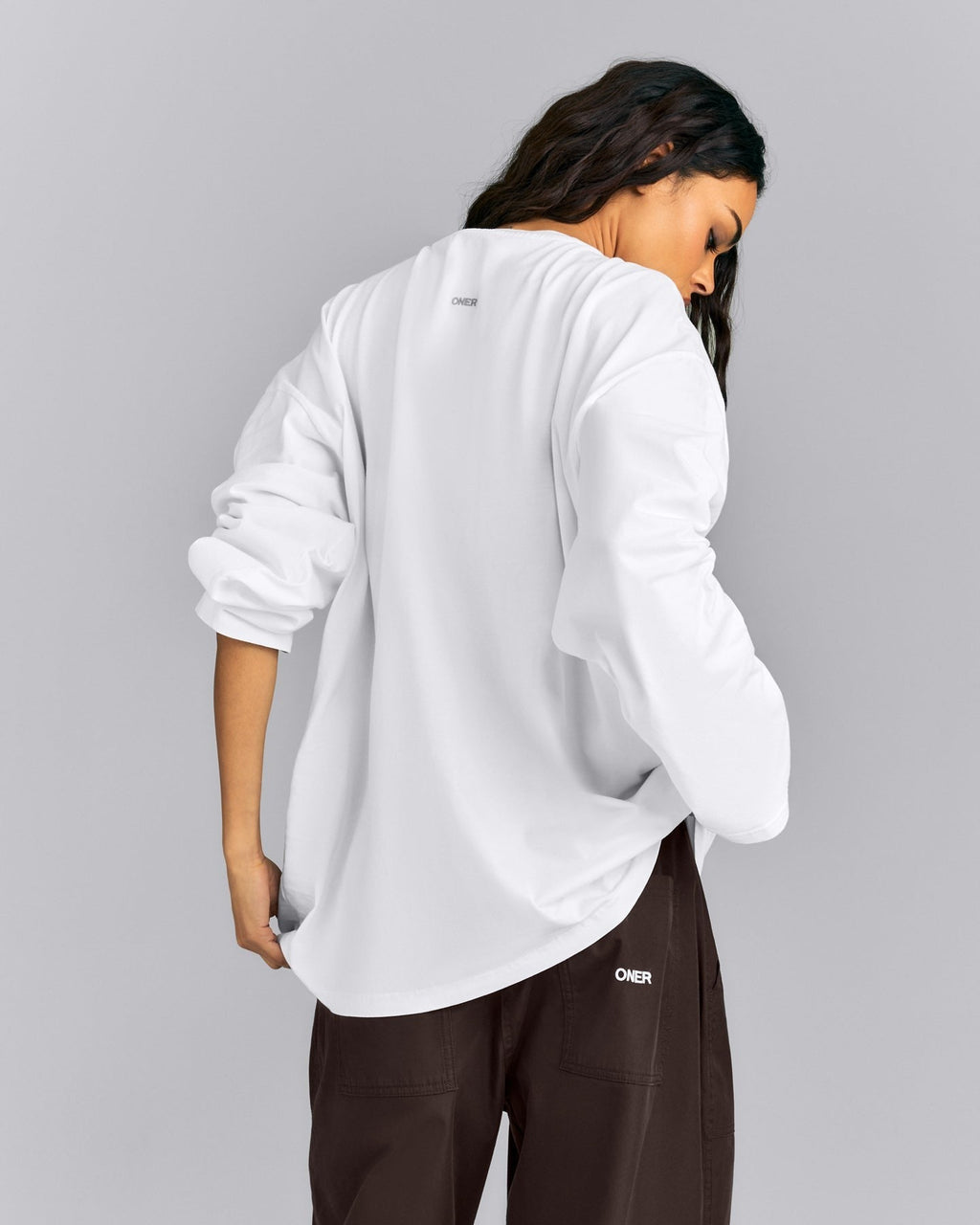 Oversized Cotton Long Sleeve Top | White