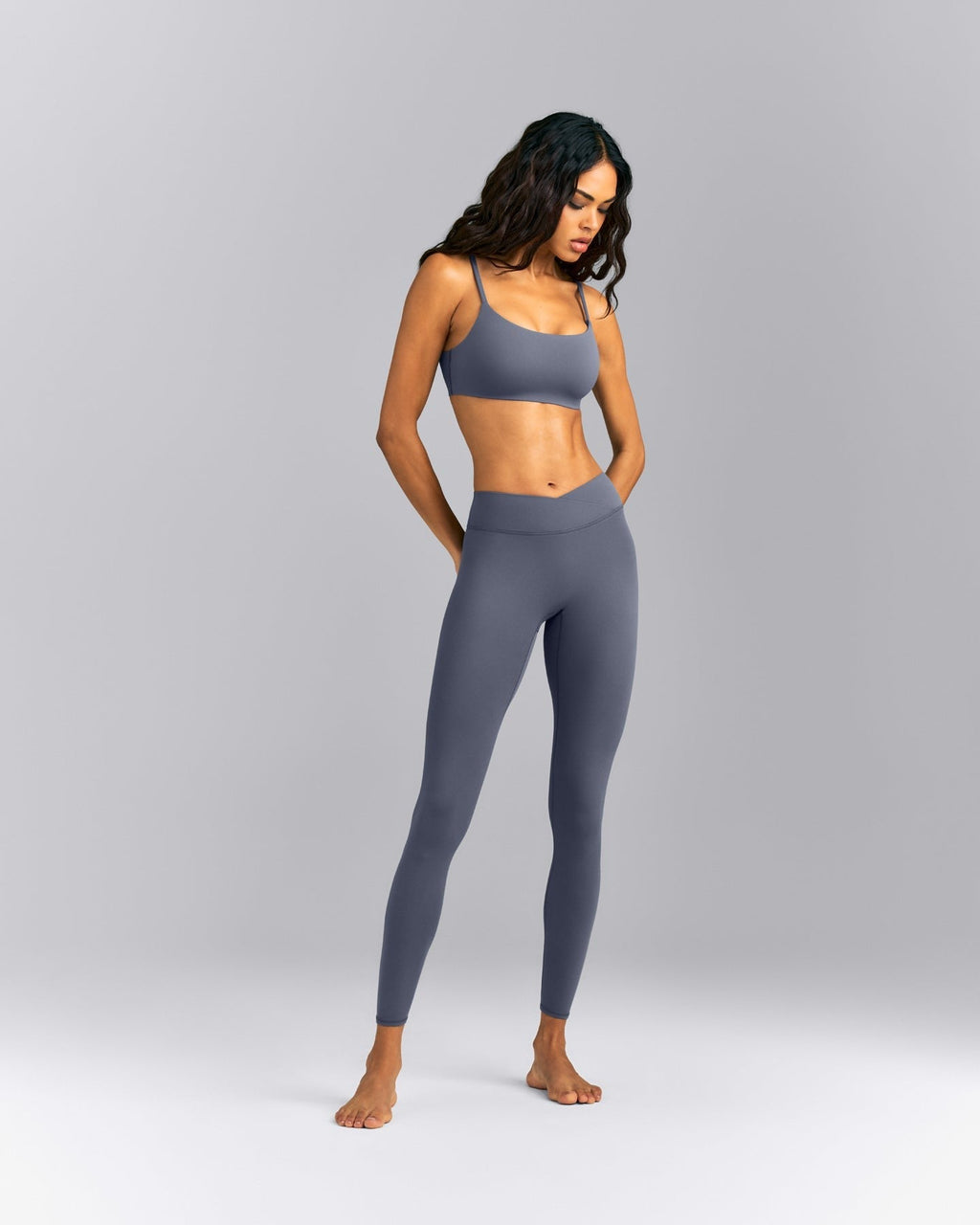 SoftMotionTM Strappy Sports Bra | Granite Blue