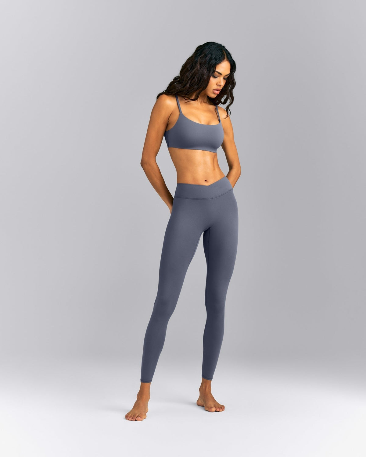 SoftMotionTM Strappy Sports Bra | Granite Blue