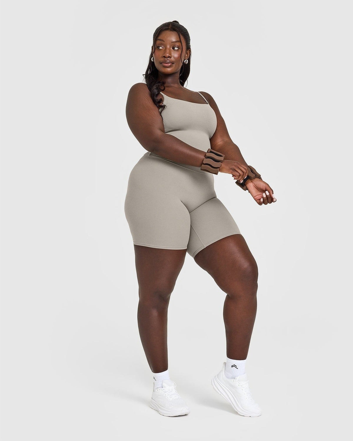 SoftMotionTM Strappy Mid Tank Top with Built in Bra Shelf | Warm Sand