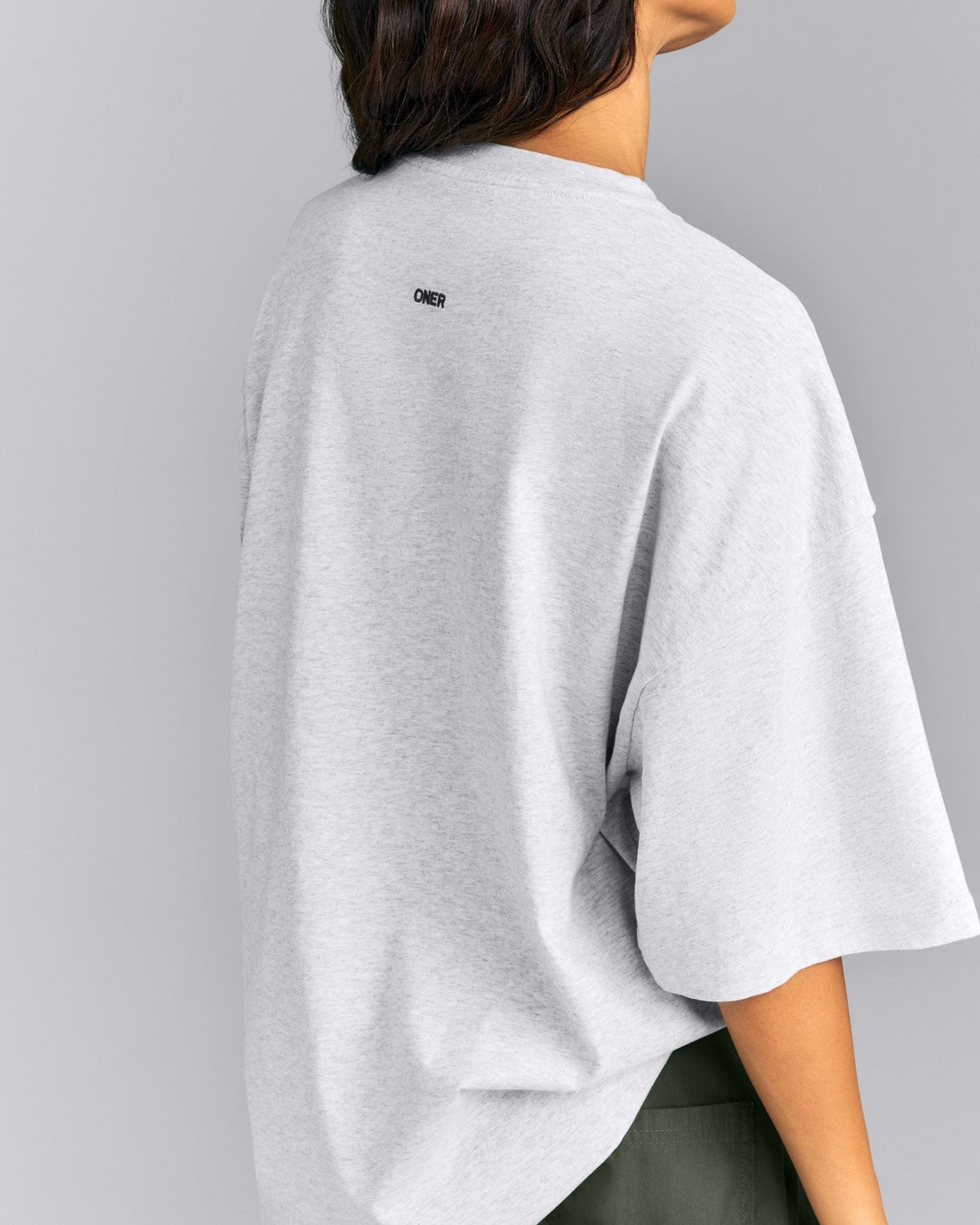 Oversized Cotton Short Sleeve Tee | Light Gray Marl