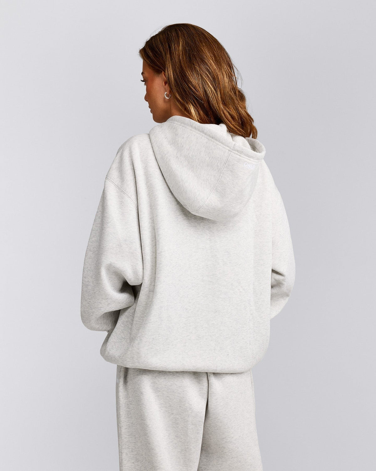 Foundations Cosy Oversized Zip Up Hoodie | Light Gray Marl