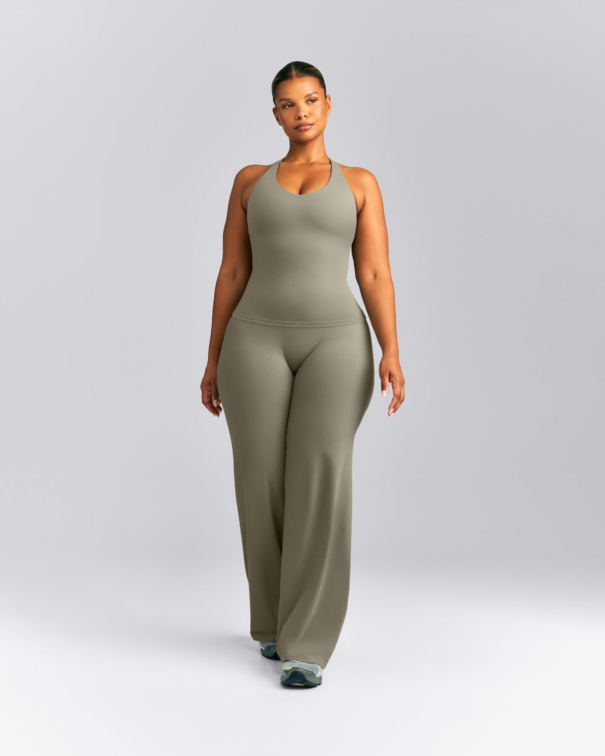 SoftMotionTM Racer Back Tank Top with Built in Bra Shelf | Alpine Green