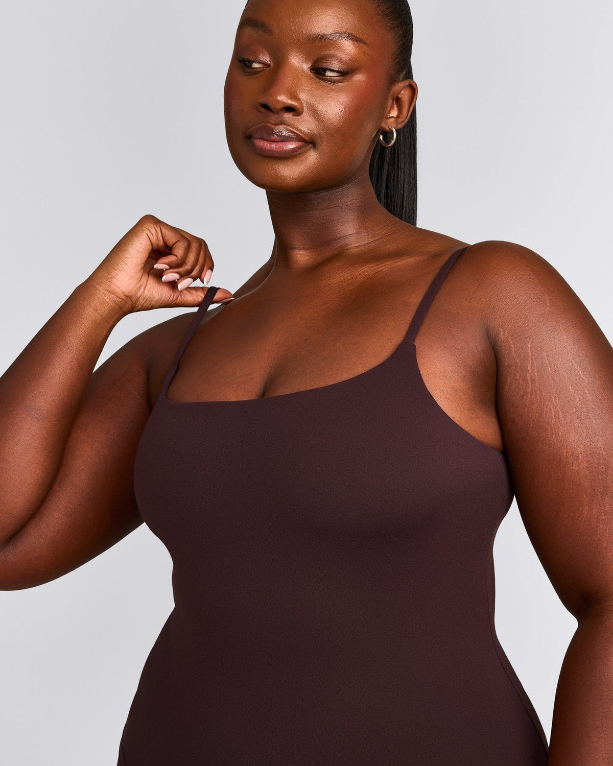 SoftMotionTM Strappy Tank Top with Built in Bra Shelf | Plum Brown