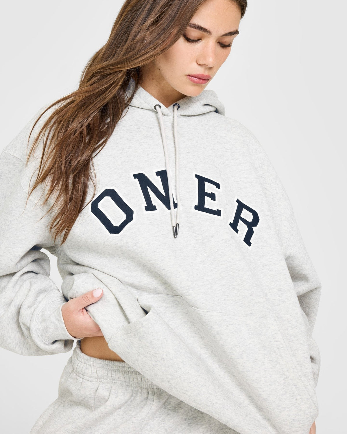 Foundations Oversized Oner Girlfriend Hoodie | Light Gray Marl