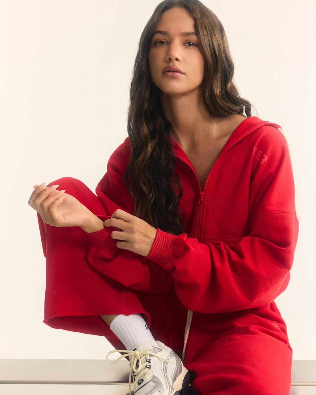 Raw Lounge Oversized Zip Hoodie | Washed Fiery Red